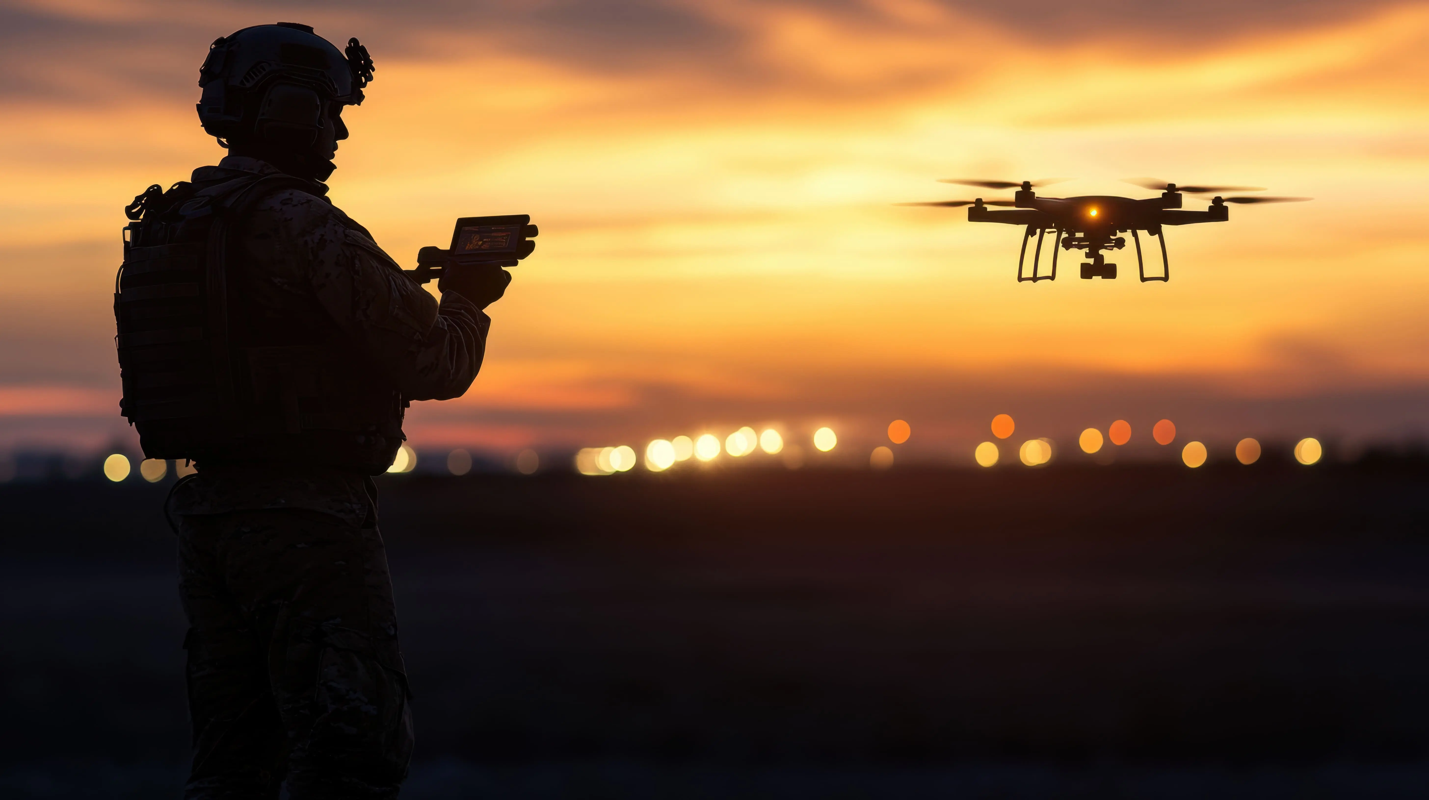 UAV in flight over desert